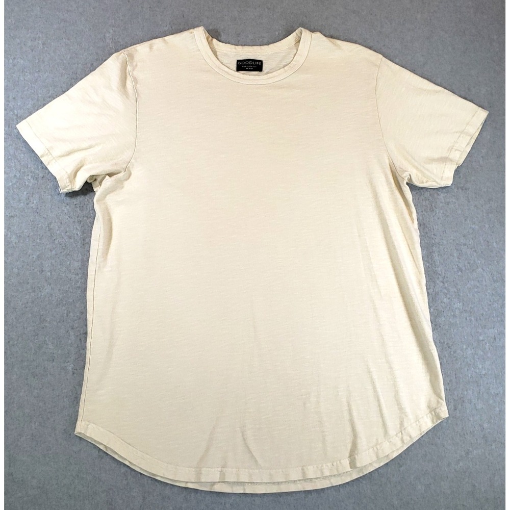 Goodlife Scallop Hem T-Shirt Sz XX Large Beige Cream‎ 100% Cotton USA Made